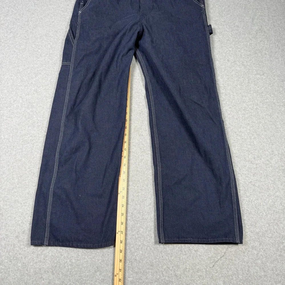 Vintage 70s Sears Tradewear Mens Denim Overalls Indigo Blue Union Made 34x30